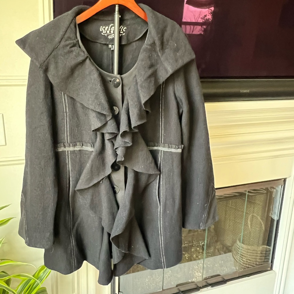 Icelandic Designs Artsy Ruffle Front Coat